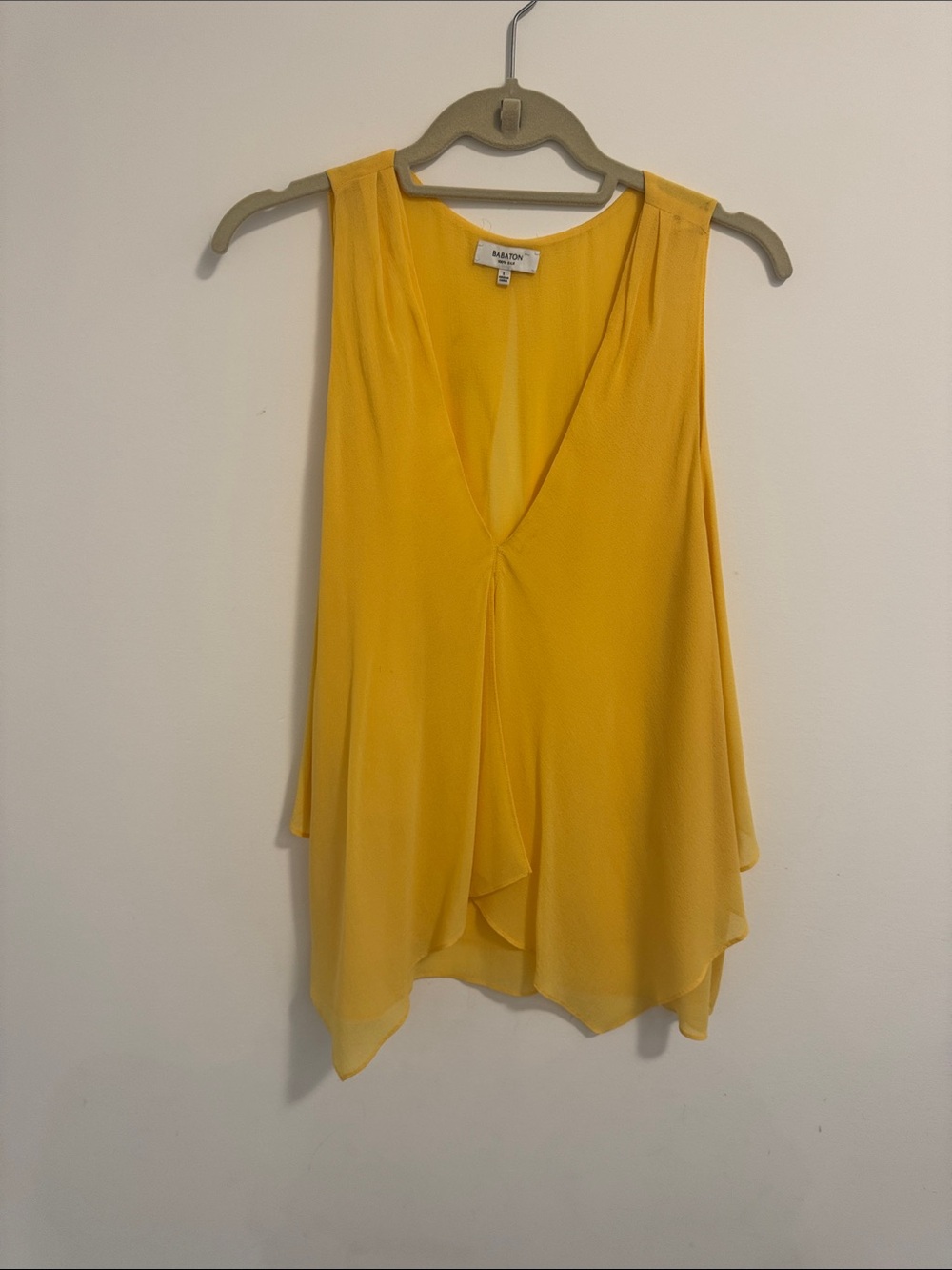 Babaton Bright Yellow Draped V-Neck Camisole